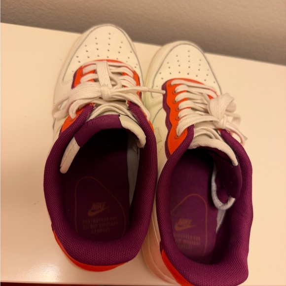 Nike White and Orange Sneakers with Purple Highlights